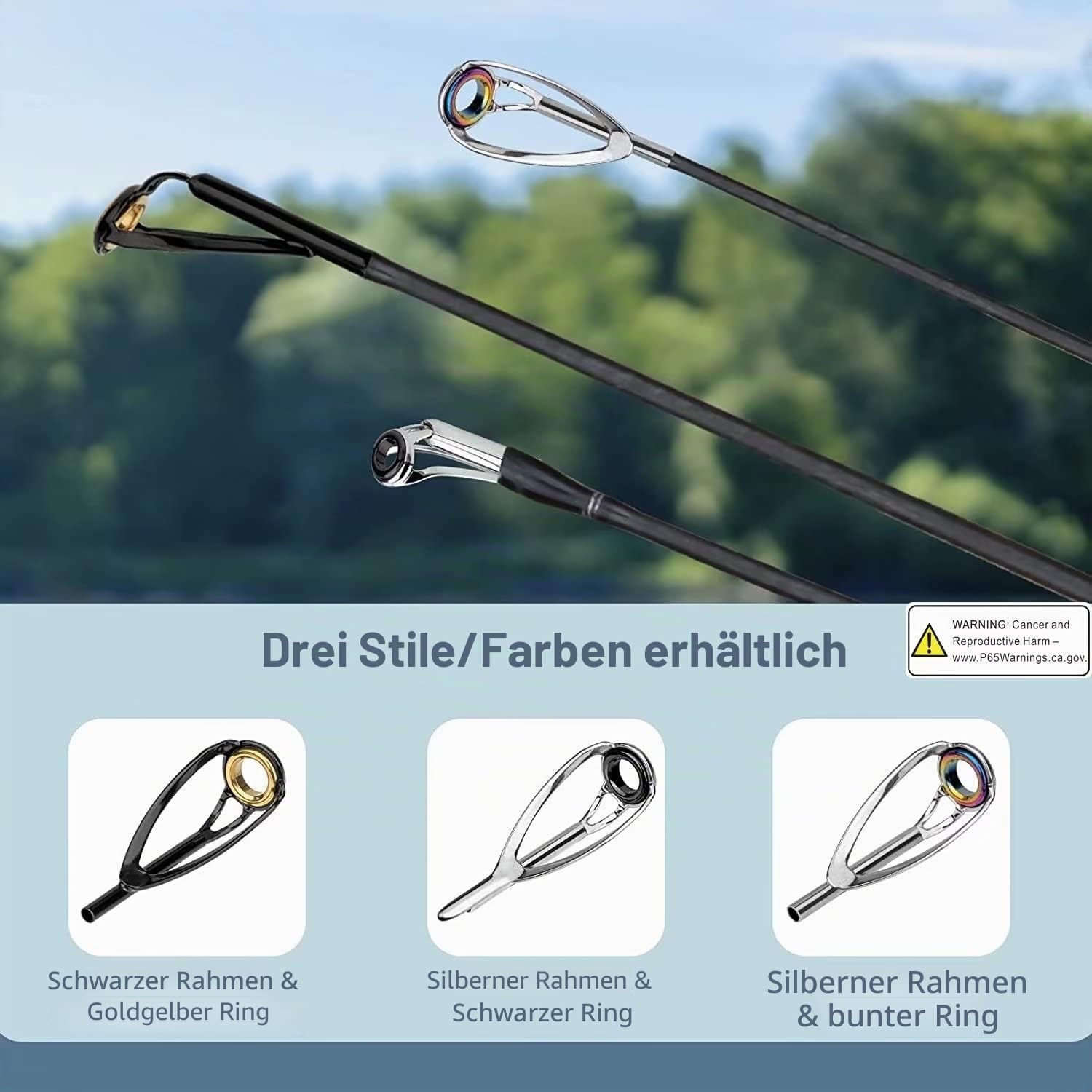THKFISH Rutenspitzen-Reparaturset, 50 Stück, Angelrutenspitzen, Ersatzset, Stangenspitzen-Reparatur-Set mit Box, 10 Größen