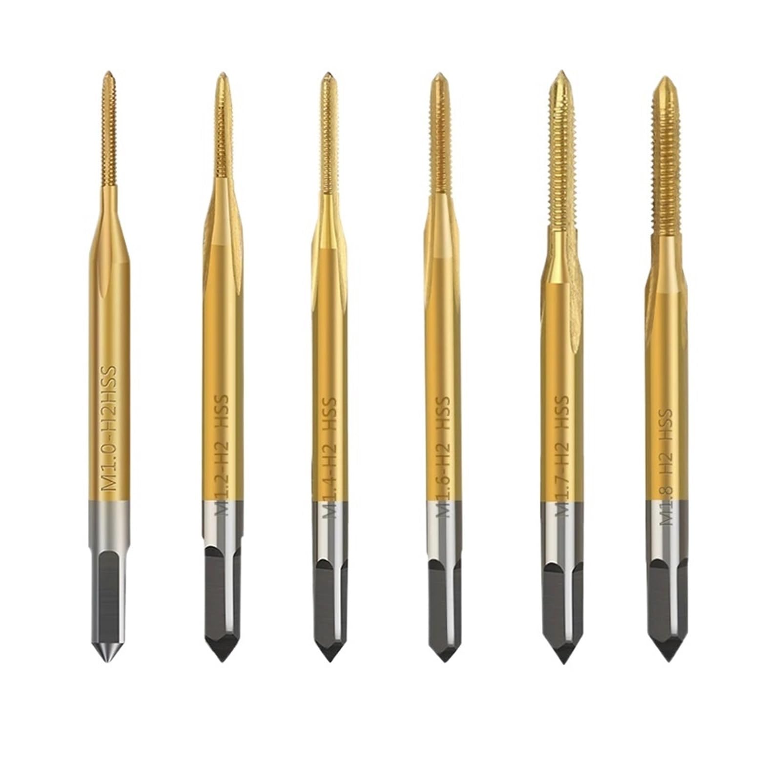 Rosca Macho M1 .2 .4 M 1.6 .7 .8 Máquina for tornillos Recubrimiento de titanio Taladro for agujeros metal Broca acero(6pcs Machine Tap)