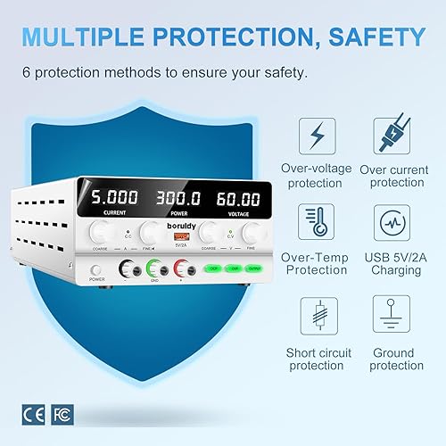 Miniatura 6 de Fuente de alimentación de CC variable 60V 5A, codificador de 300 W, conmutación ajustable regulada de alta precisión pantalla LED de 4 dígitos 5V2A