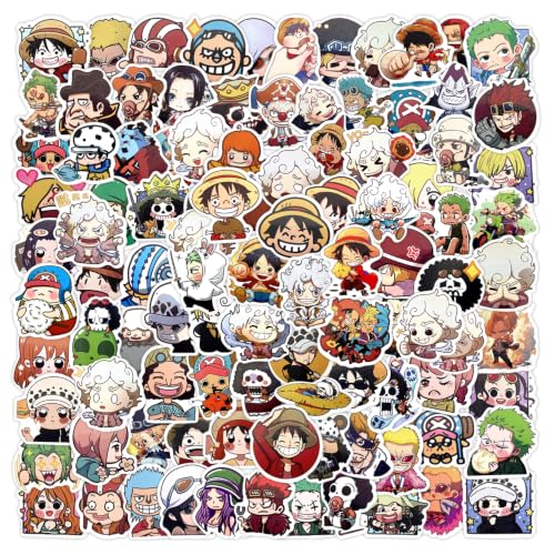 100Pcs OP Anime Stickers Pack Gift Box Fun Cartoon Sticker for Birthday Christmas Water Bottles Luggage Notebook Phone Bike (OP1)