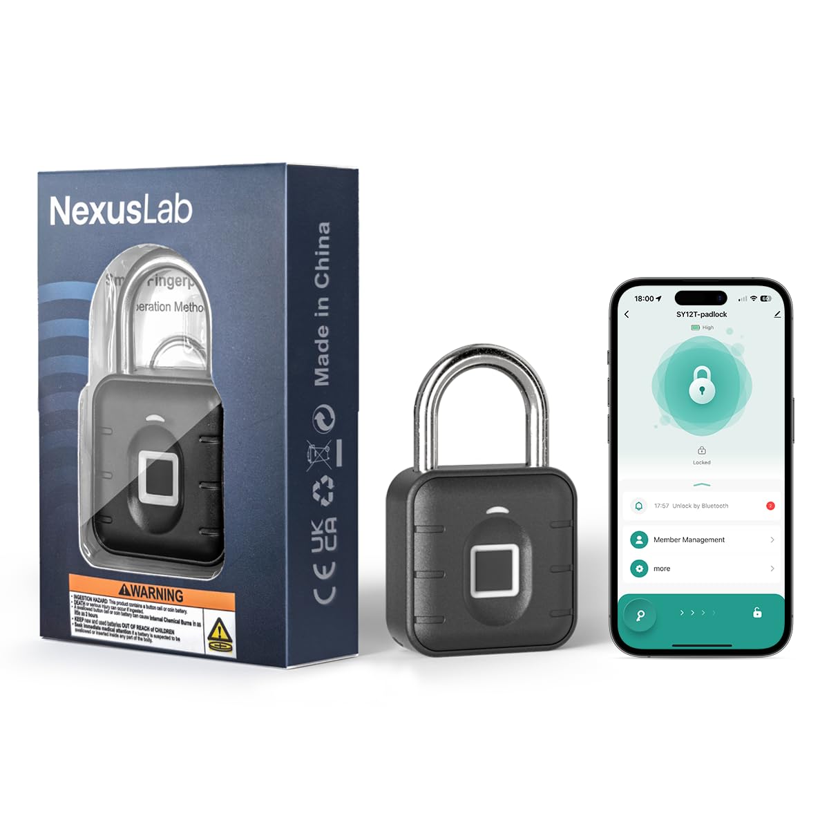Amazon.com: NexusLab Smart Fingerprint Padlock, Locker Lock, Gym