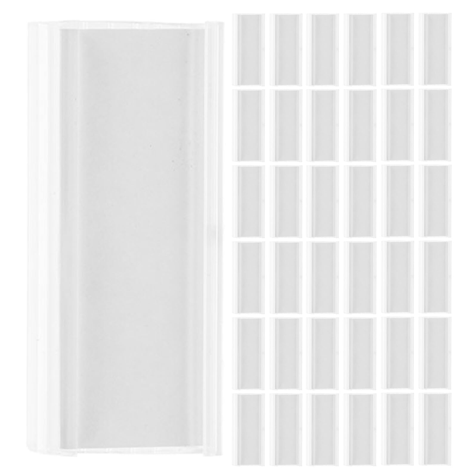 Healvian Lot de 100 Porte-Étiquettes Transparents à Pince pour Étagères 76X35Mm avec Insert 32Mm Support Plastique Réutilisable pour Affichage Prix en Magasin Supermarché et Pharmacie