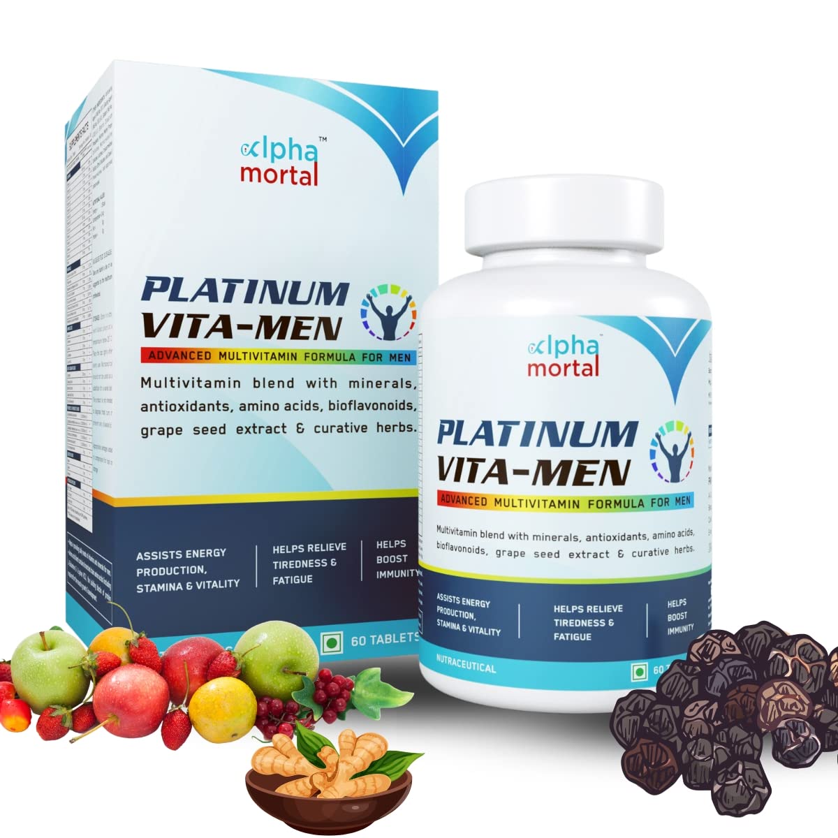 Platinum Daily Multivitamin Tablets for Men | Enhances Stamina, Energy, Joint health, Recovery, Endurance | 60 Tablets