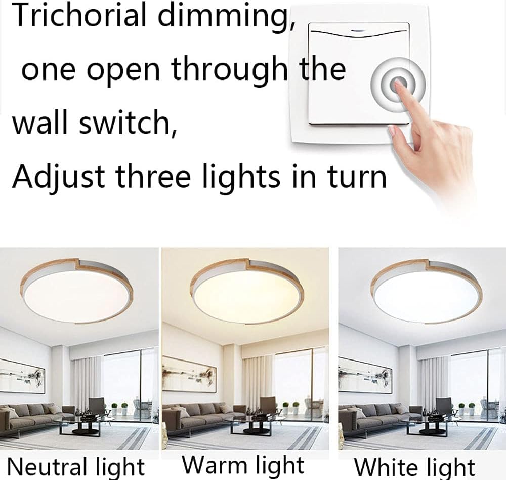 Lampa Sufitowa Led-plafondlamp Inbouw 3200lm Driekleurig licht Dimbaar Plafondverlichtingsarmatuur Ronde platte plafondlamp Energiebesparend voor slaapkamer Hal Keuken Woonkamer Biuro