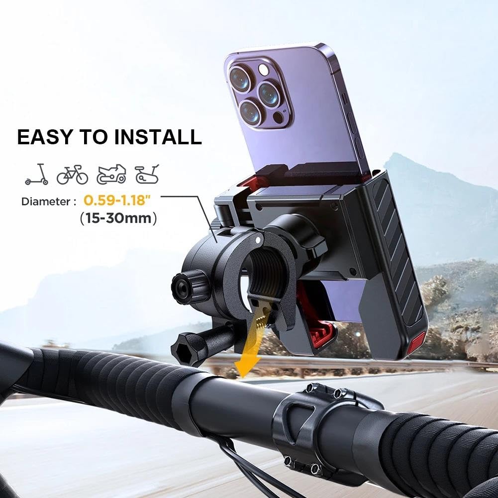 Supporto Telefono Moto Metallico Antishock Di Guida Utilizzo A Una Mano Ciclismo Per Mobile 4.7-7 Pollici