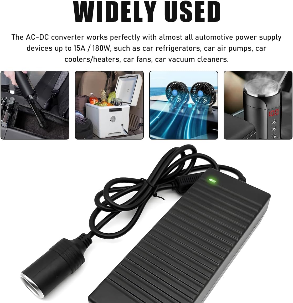 AC to DC Converter, 220V to 12V 15A Power Adapter Cigarette Lighter Socket, Power Supply Adapter Transformer for Tire Inflator Car Refrigerator Vacuum, Car Accessories