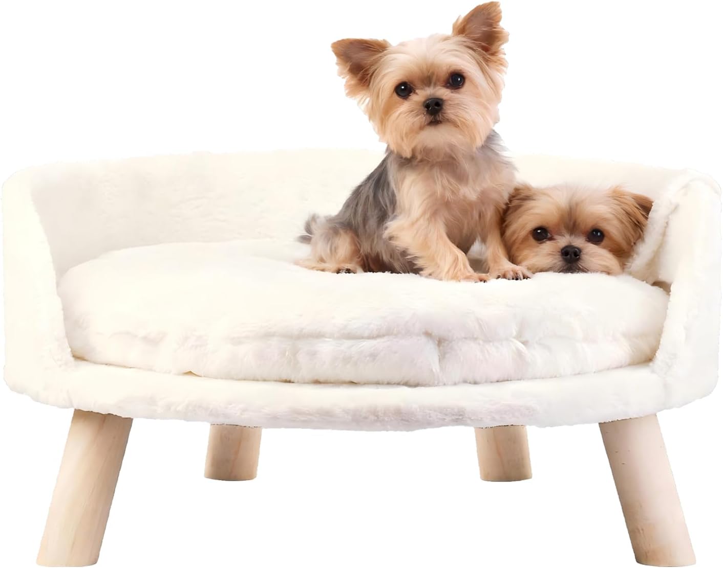 BingoPaw Elevated Pet Bed,Nordic Cat Stool with Cozy Pad Waterproof,Dog Chair with Sturdy Wood Legs for Small Doggy Cats