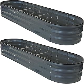 Selections Large Metal Oval Raised Bed Garden Planter in Dark Grey (Pack of 2)