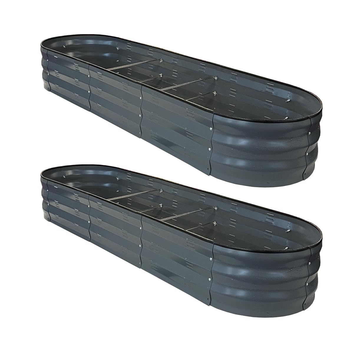 Selections Grey Large Metal Oval Raised Vegetable Bed Garden Planter In Dark - Pack Of 2