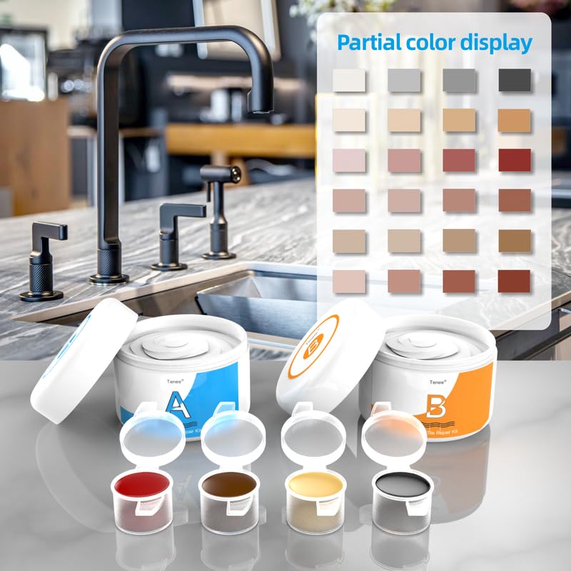 Miniatura 2 de Tenee Kit de reparación de granito y kit de reparación de mármol, kit de reparación de chips de encimera de cuarzo para encimeras de granito,