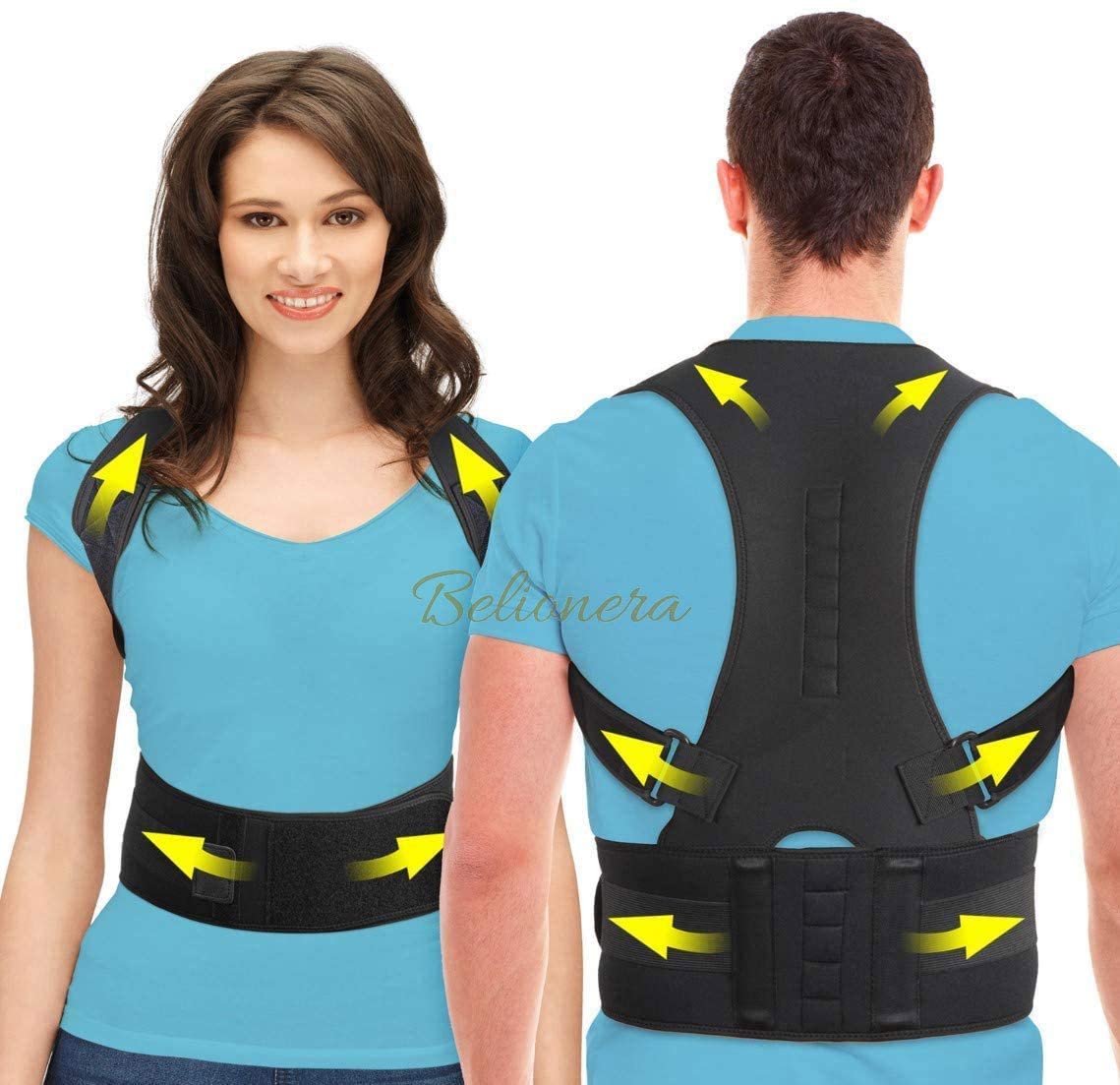 Universal Size Posture Corrector Shoulder Back Bone Braces Medical Support Abdominal Belt for Men and Women (Posture Belt_Black)