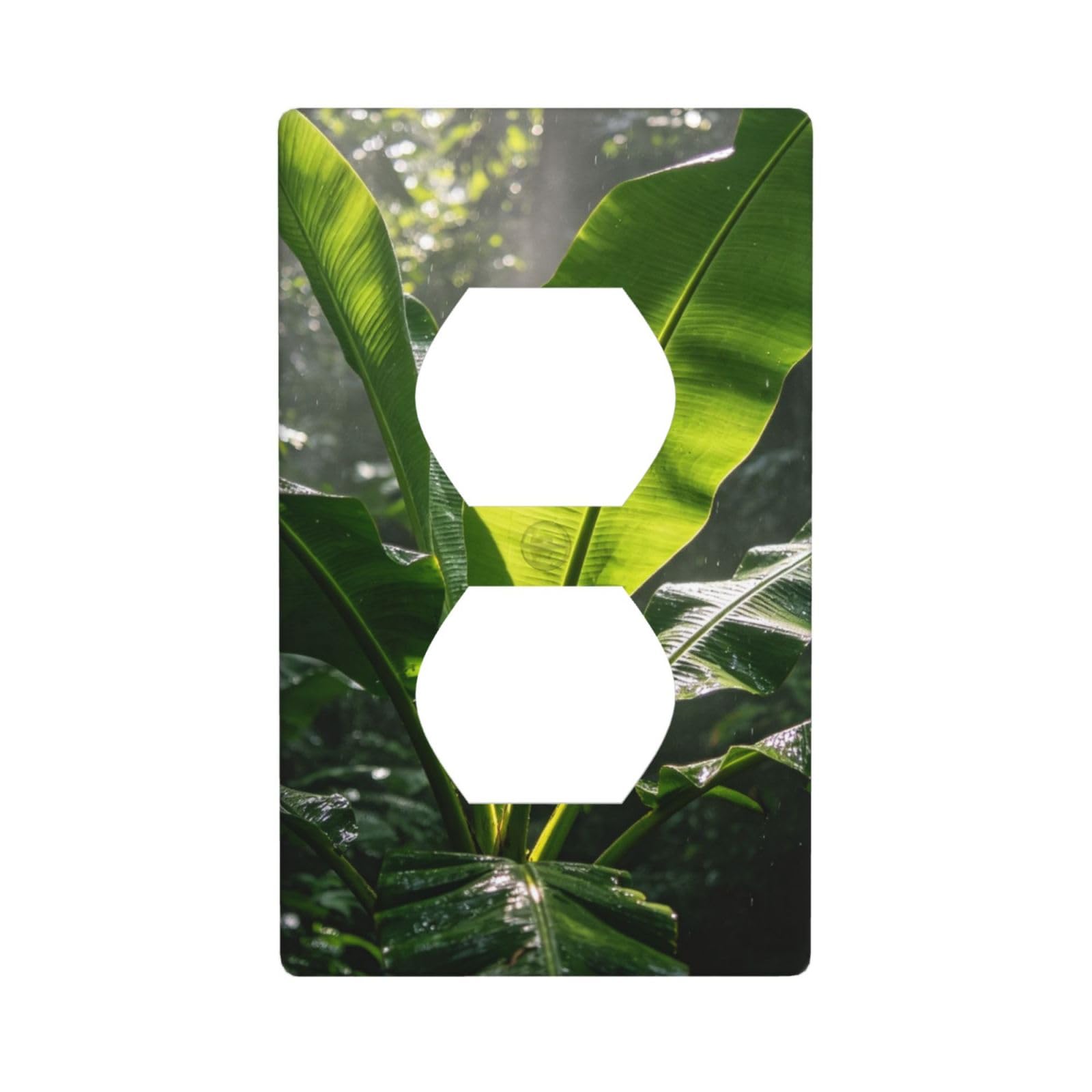 Green Banana Leaf Decorative Switch Plate Cover-Unbreakable Polycarbonate Wall Plate for Home Office, 1 Gang with Screws