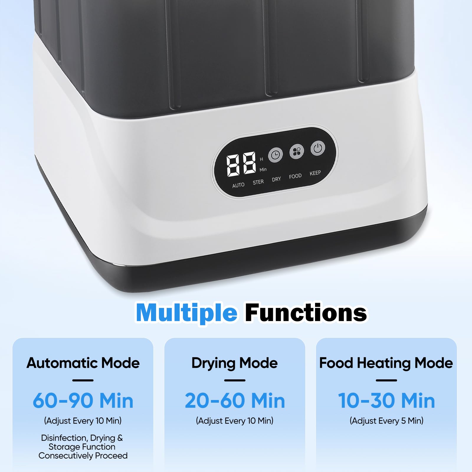 Esterilizador y secador de biberones, esterilizador a vapor eléctrico 4 en 1, con capacidad para 9 biberones y chupetes, esterilizador a vapor de 2 capas para biberones y accesorios