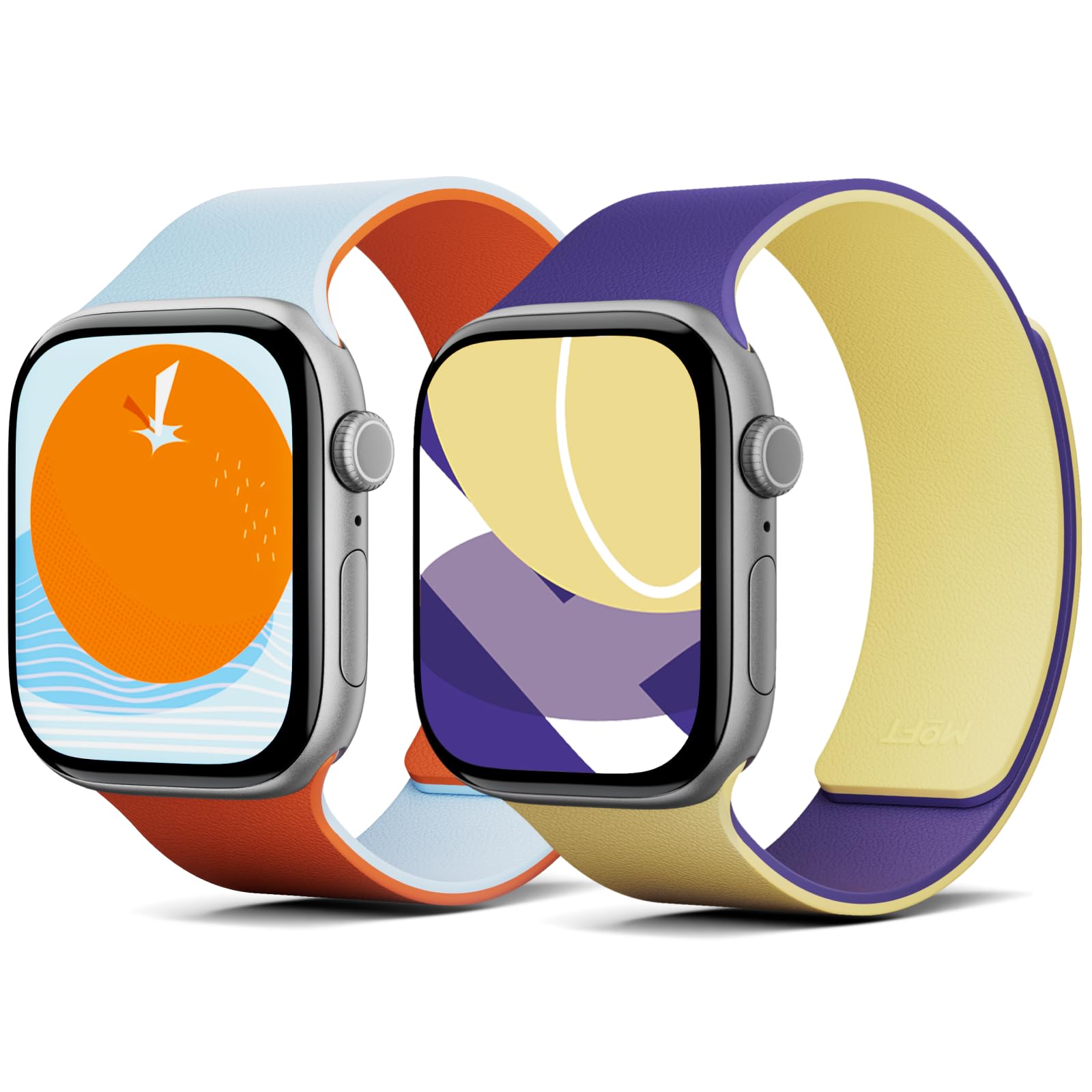 MOFT Snap Duo Watch Bands Compatible with Apple Watch 42mm(S3-1)/44mm/45mm/46mm/49mm Wade Roam GreenxBeyond Blue & Strike YellowxPoise Purple