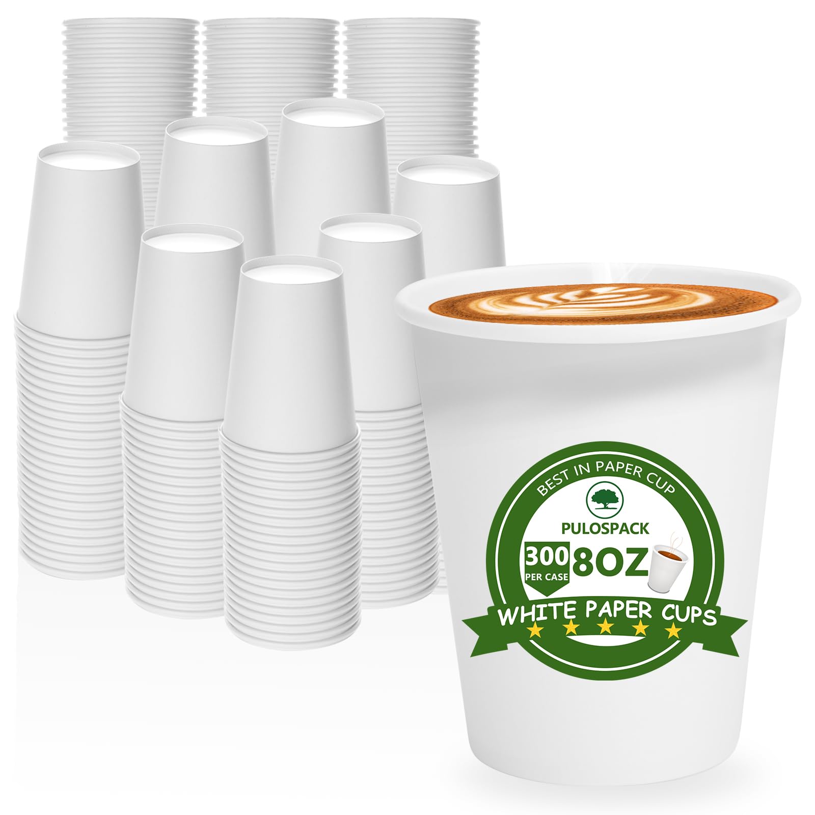 Photo 1 of 300 Pack 8 OZ Paper Cups, Disposable Coffee Cups Leak-Proof, Food-Grade Paper, Smooth Rolled Rim Design Drinking Cups for Hot/Cold Beverage Ideal for Office, Party, Picnic, Travel, and Events (300)