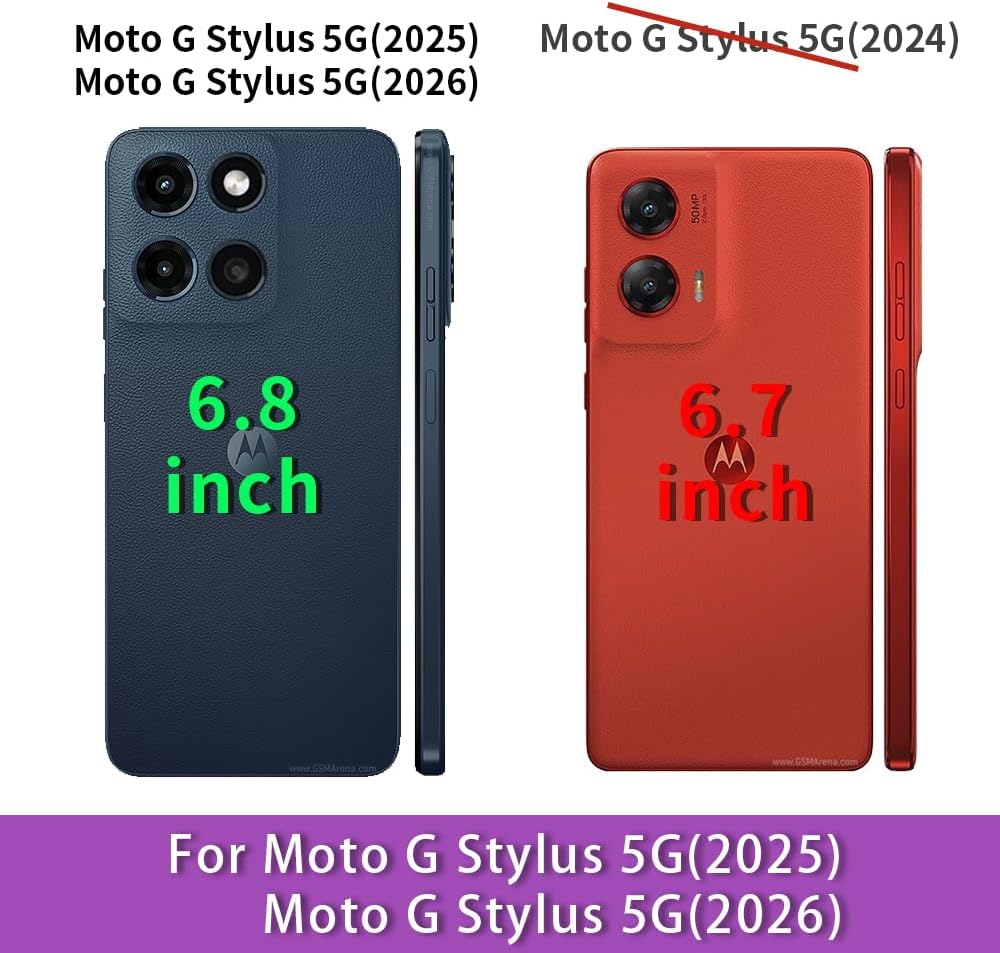 for Moto G Stylus 5G 2025/2026 Case Clear Glitter Flowing Liquid Quicksand Shockproof Corner with Tempered Glass Screen Protector,Purple image 2