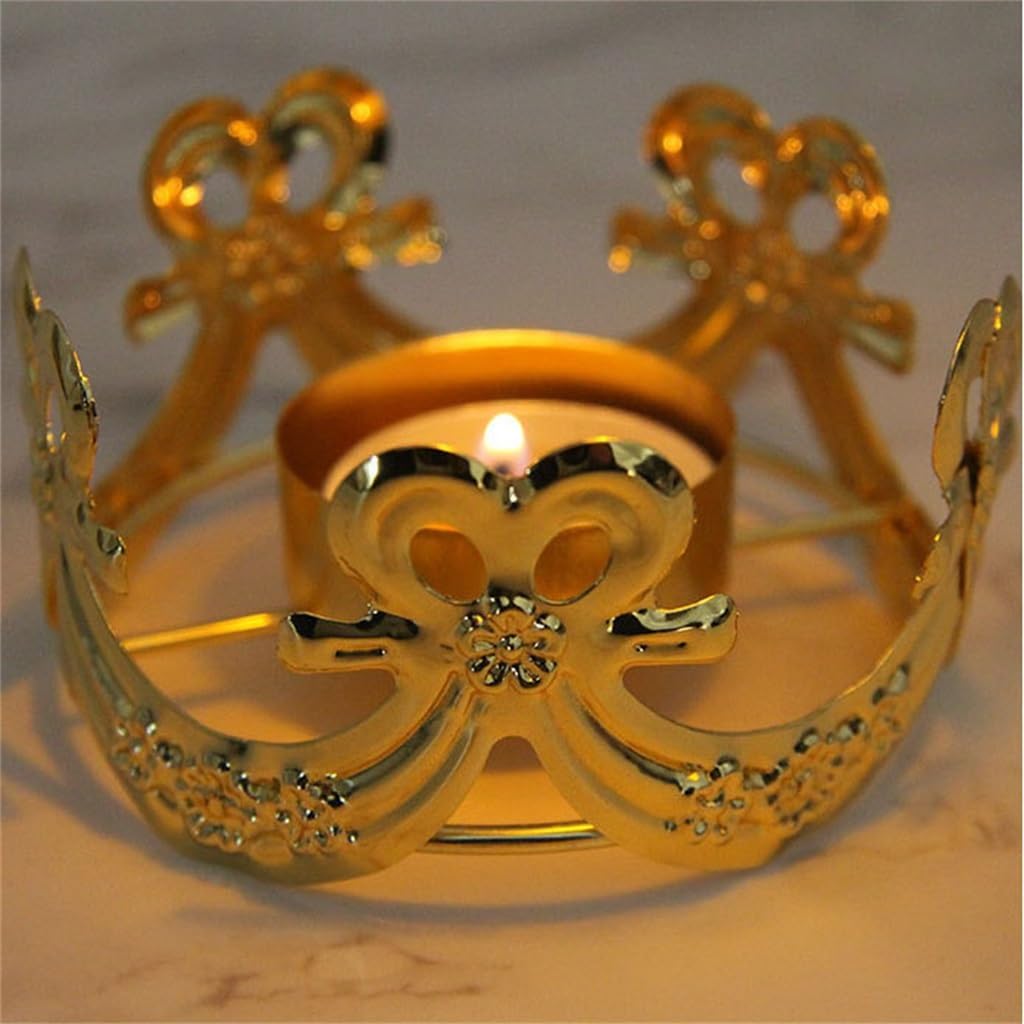 Skeleton lace Gold Plated Crown Wedding Home Decoration Gift Candlestick Ornament