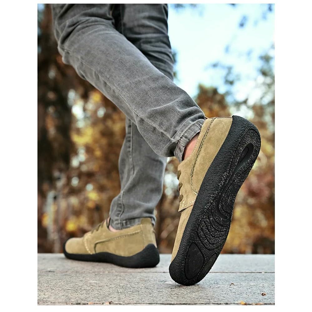 QXDZSW zamszowe skórzane buty na co dzień męskie sznurowane lekkie trampki outdoorowe męskie obuwie turystyczne płaskie trekking plus size 38-46