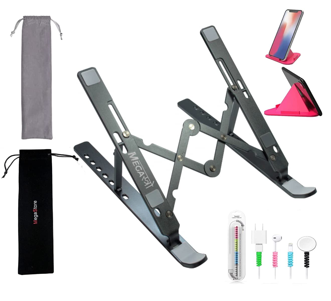 MegaStro® Laptop Stand for Desk with 7 Adjustable Angles, Aluminum