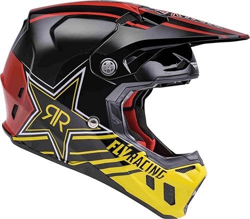 Fly Racing Formula CC Rockstar Casco para adultos, color negrorojoamarillo, talla L