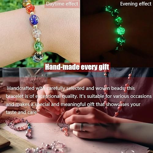 Miniatura 3 de Pulsera luminosa hecha a mano para mujer, pulsera de cuentas que brilla en la oscuridad, estilo luciérnaga, regalo luminoso para mujer (pulsera