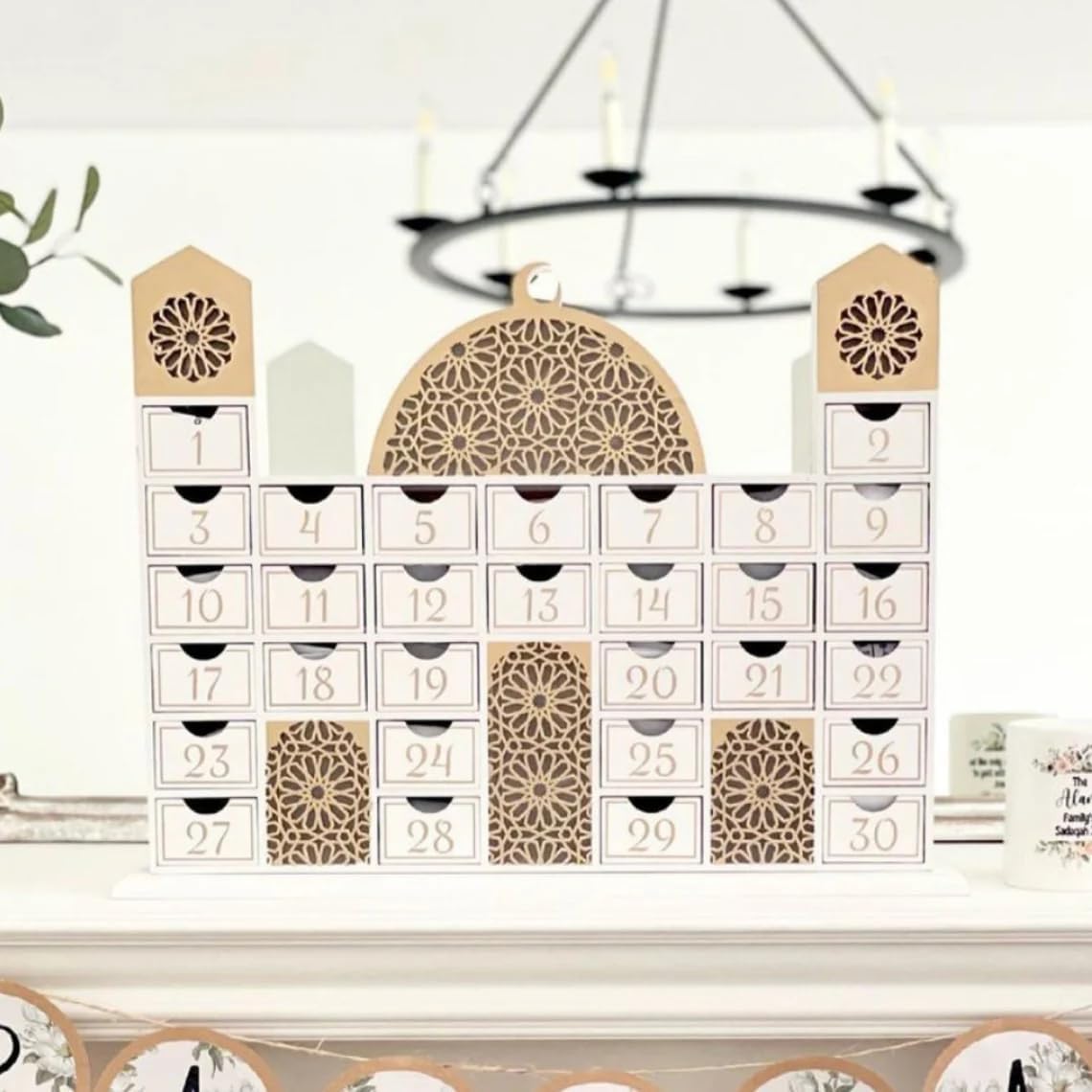 Ramadan Mosque Calendar and Cream Chocolates (Pack of 30)