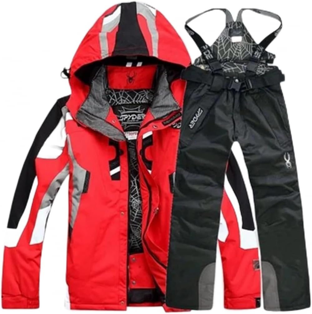 Herren-Skianzug, Skijacke Und Hose, Skisport Dick 2-teiliger Schneeanzug, Lässig Im Freien Wind- Für Outdoor-Schnee-Skijacke Und Hosen-Set-E||XL