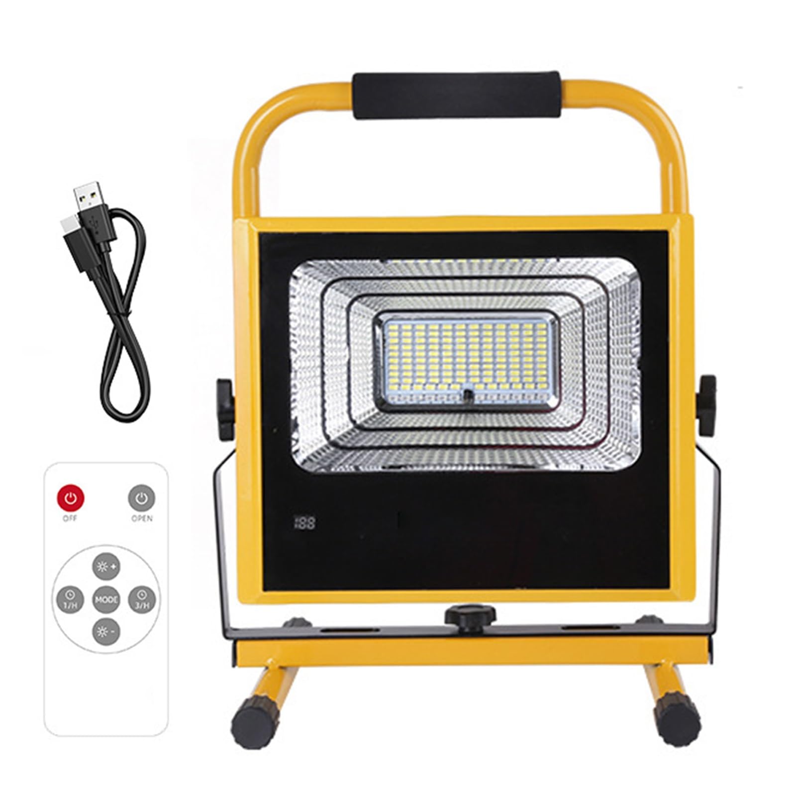 Lampe de Travail a LED 60W 1040LM 8000K IP54 Lumière D'inondation Étanche Interrupteur de Luminosité Réglable Lampe de Travail Portable pour Chantier avec Cordon D'alimentation et Télécommandes