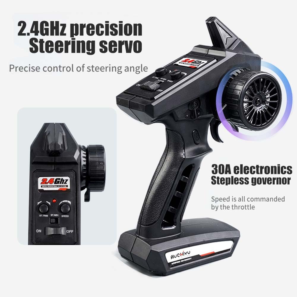 Auto telecomandata, 1:16 50 km/h, auto RC, 4 WD All Terrain Off-Road, 2.4GHz Monster Truck telecomandato per adulti, motore con spazzole di carbonio, Blu (3 batterie)