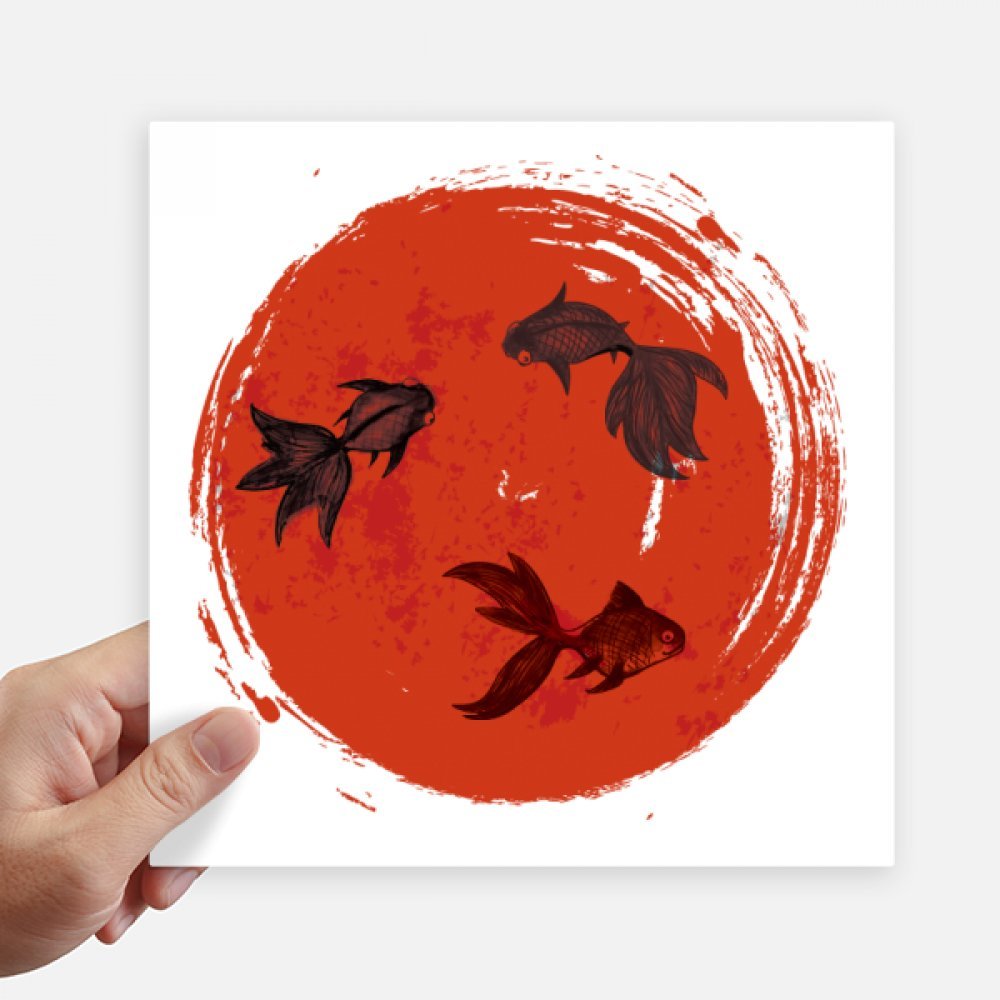 Poisson rouge autocollant Japon pour personnaliser votre valise de voyage et pc portable 4pcs