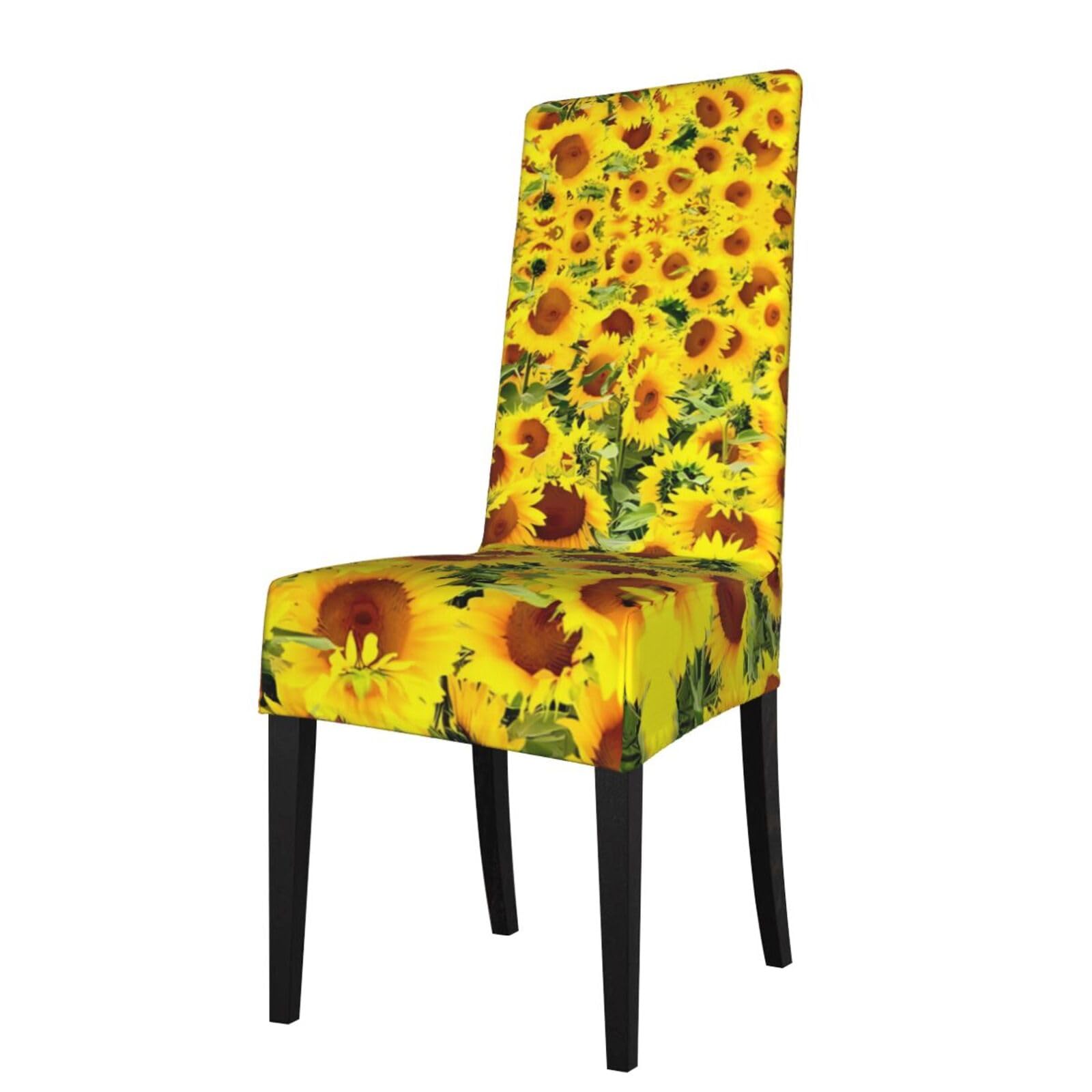 WHJDPP Beautiful Sunflower Prints Protection Cover for Dining Chair - Stretchy Seat Throw Covers, Wrinkle-Free & Easy Care for Hotel, Wedding & Home Dining Chairs