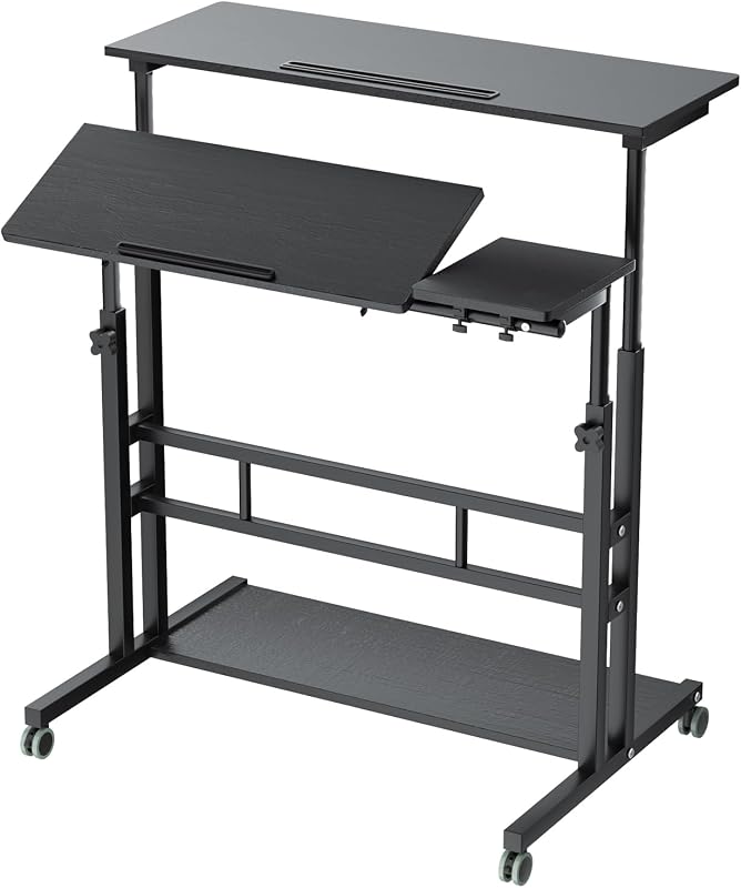 AIZ Adjustable Computer Rolling Desk Cart