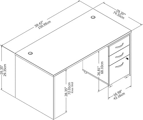 Miniatura 74 de Bush Business Muebles stc013sg Studio C computadora y archivo, 72" x 30," Storm Gray, Madera, Blanco Blanco,Negro Nuez (Black Walnut),Nogal