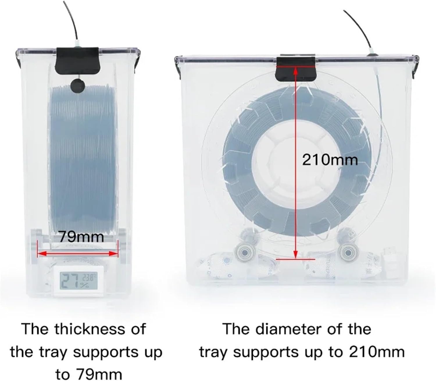 Wikene 3D Printer Filament Dryer Box Airtight and Monitoring for 3D Printer PLA ABS Filaments
