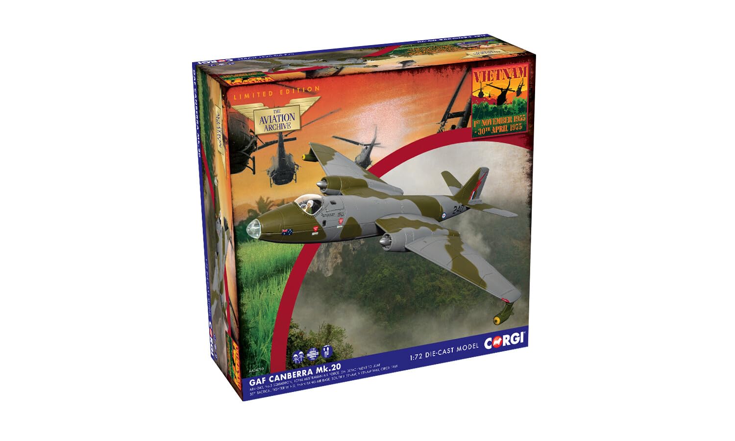 Corgi AA34710 GAF Canberra Mk.20, South Vietnam, 1969 Model Airplane - Diecast Planes & Aircraft Models for Ages 5+, Die Cast Plane, Toy Airplanes - Gift for Young Aviation Fans