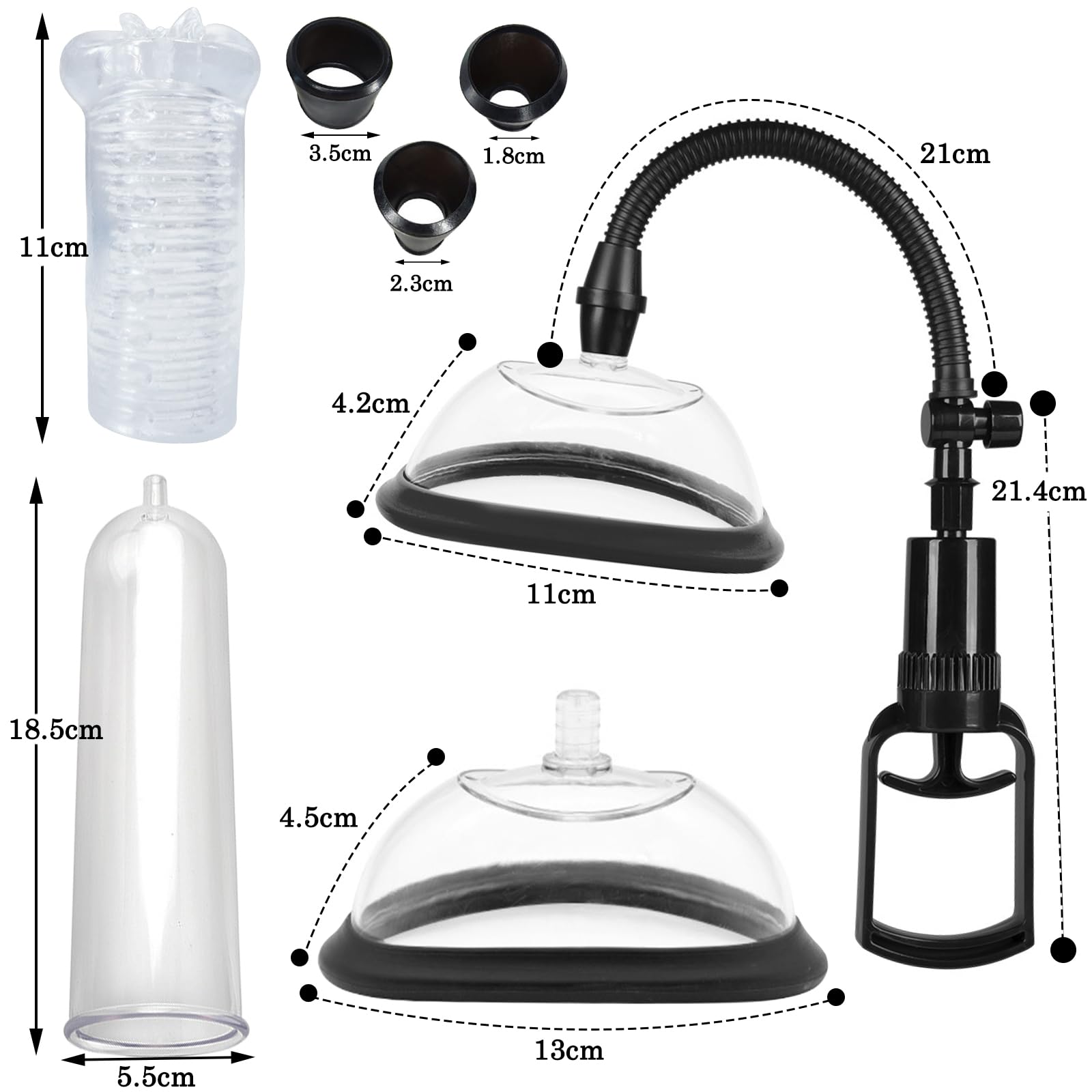 Multifonction Pompe à Pénis avec Pompe à Vide Clitoris, Suceurs pour Mamelon, Pompes Jouet sexuel pour Homme Femme Couples, Masturbateurs masculins Sextoyse Couple Plaisir