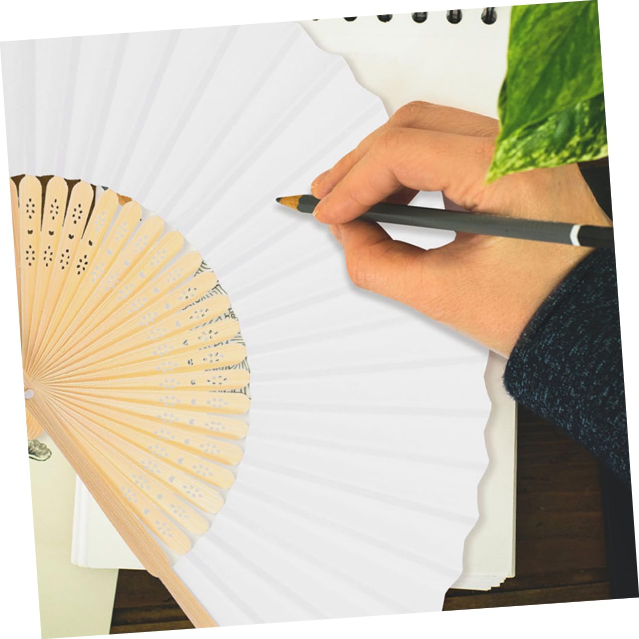 COLLBATH 15stücke Faltbare Blanko-papierfächer Diy-handfächer Für Hochzeiten Bastelfächer Heimdekoration Sommerparty- Weiß