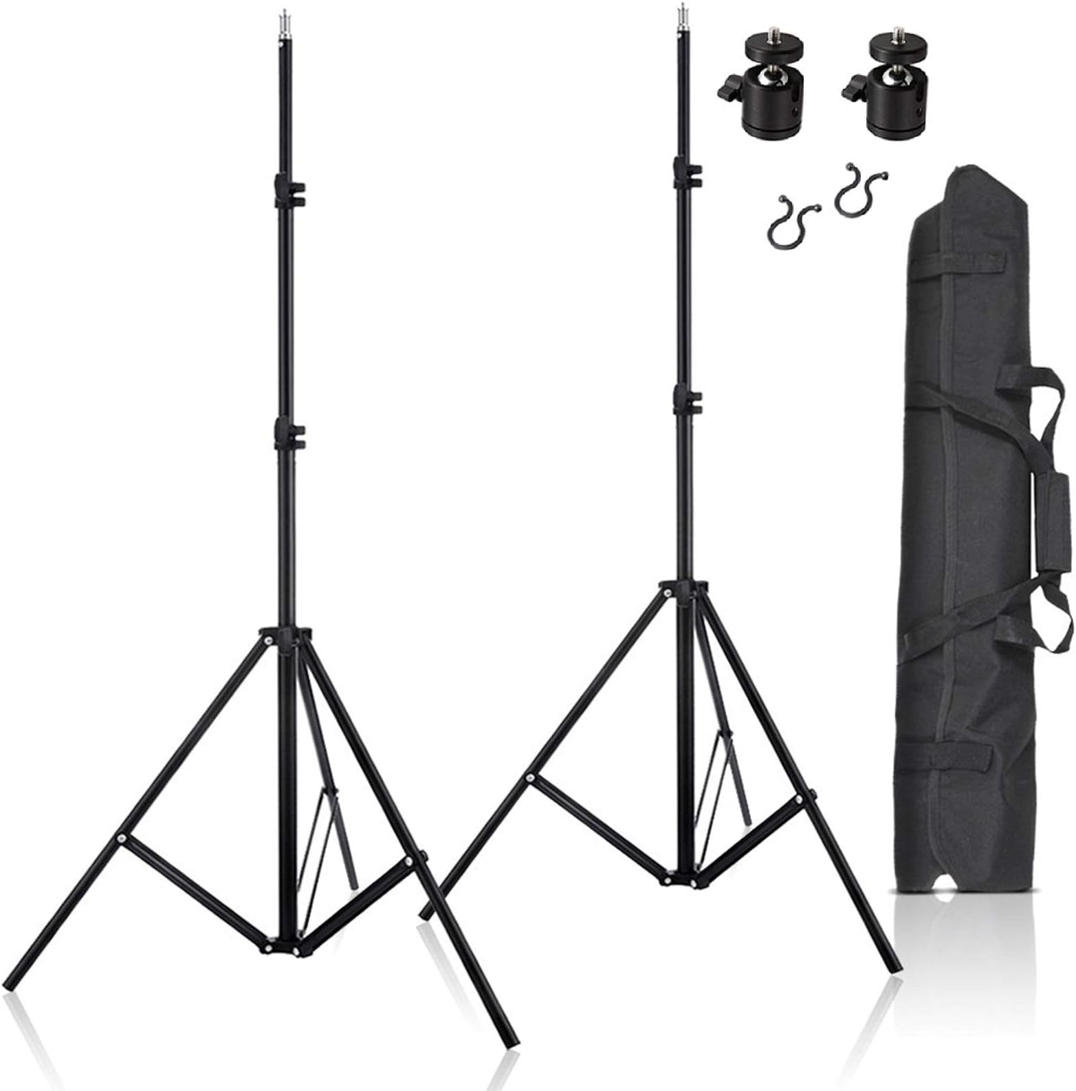 VR Stand 2Pcs 200cm Adjustable Light Stand Tripod + 1/4" Ball Heads Mount + Wire Harness Clips Kit Set Aluminium Alloy Tripod for HTC Vive VR Game Video Photography Photo Studio with Carry Bag