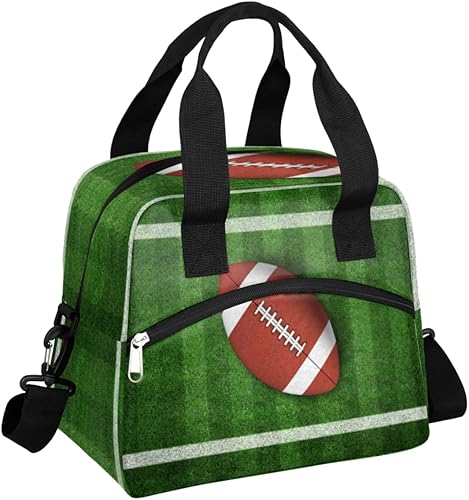 Bolsa de almuerzo con temática de fútbol americano para mujeres y hombres, reutilizable, bolsa enfriadora para adultos, bolsa de almuerzo a prueba