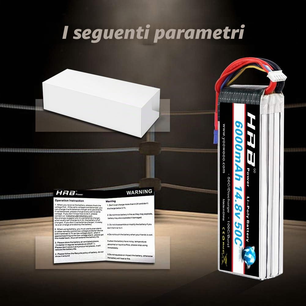 Pacco batteria HRB LiPo 6000mAh 14.8v 50C 4S EC5 Spina per FPV Racing Quadcopters Varie auto da corsa Elicotteri Aerei e modellini di barche