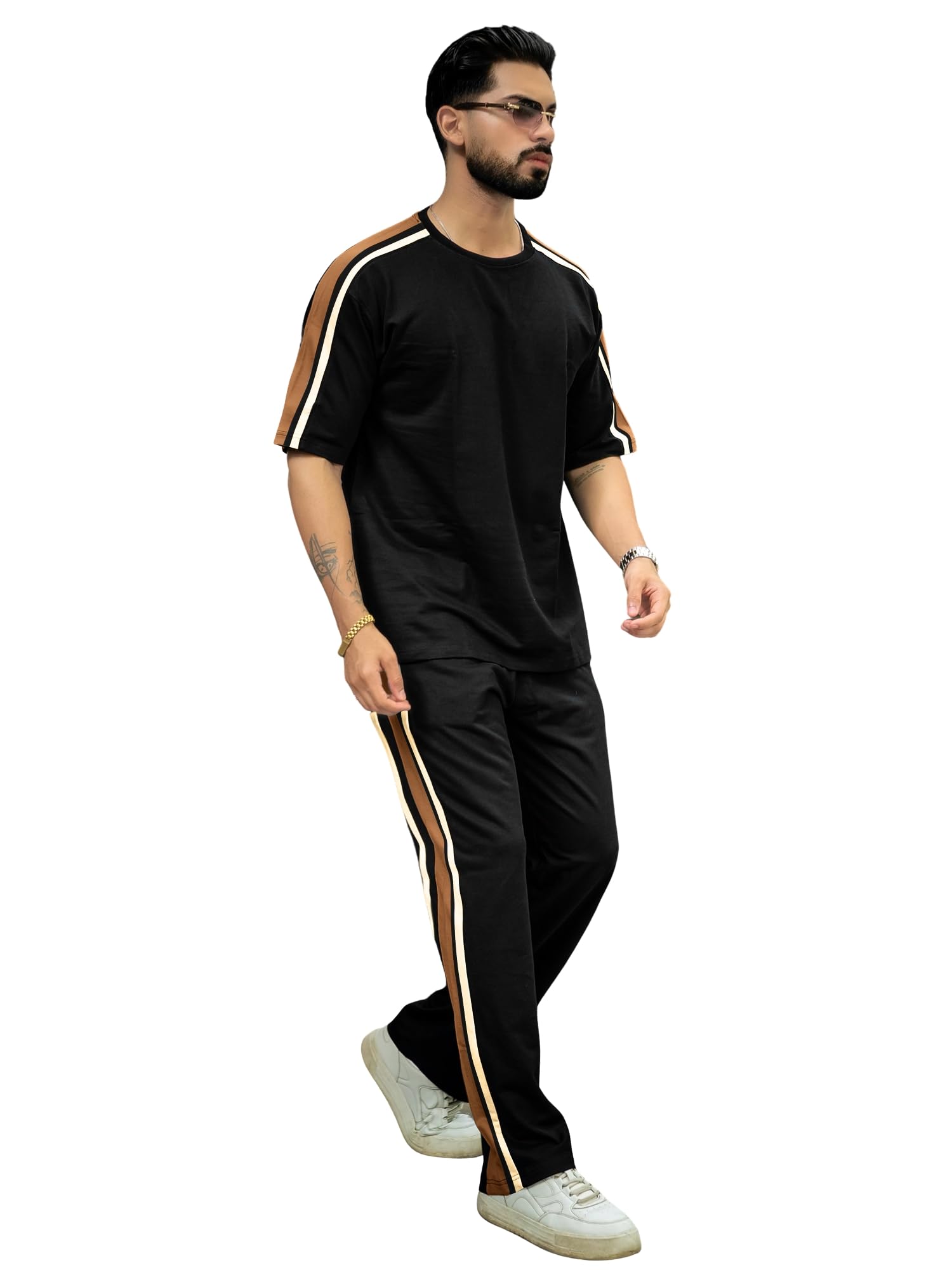 || Mens || Colorblock || Side Tape || Round Neck || Half Sleeve || Cotton Co-Ords-image-15