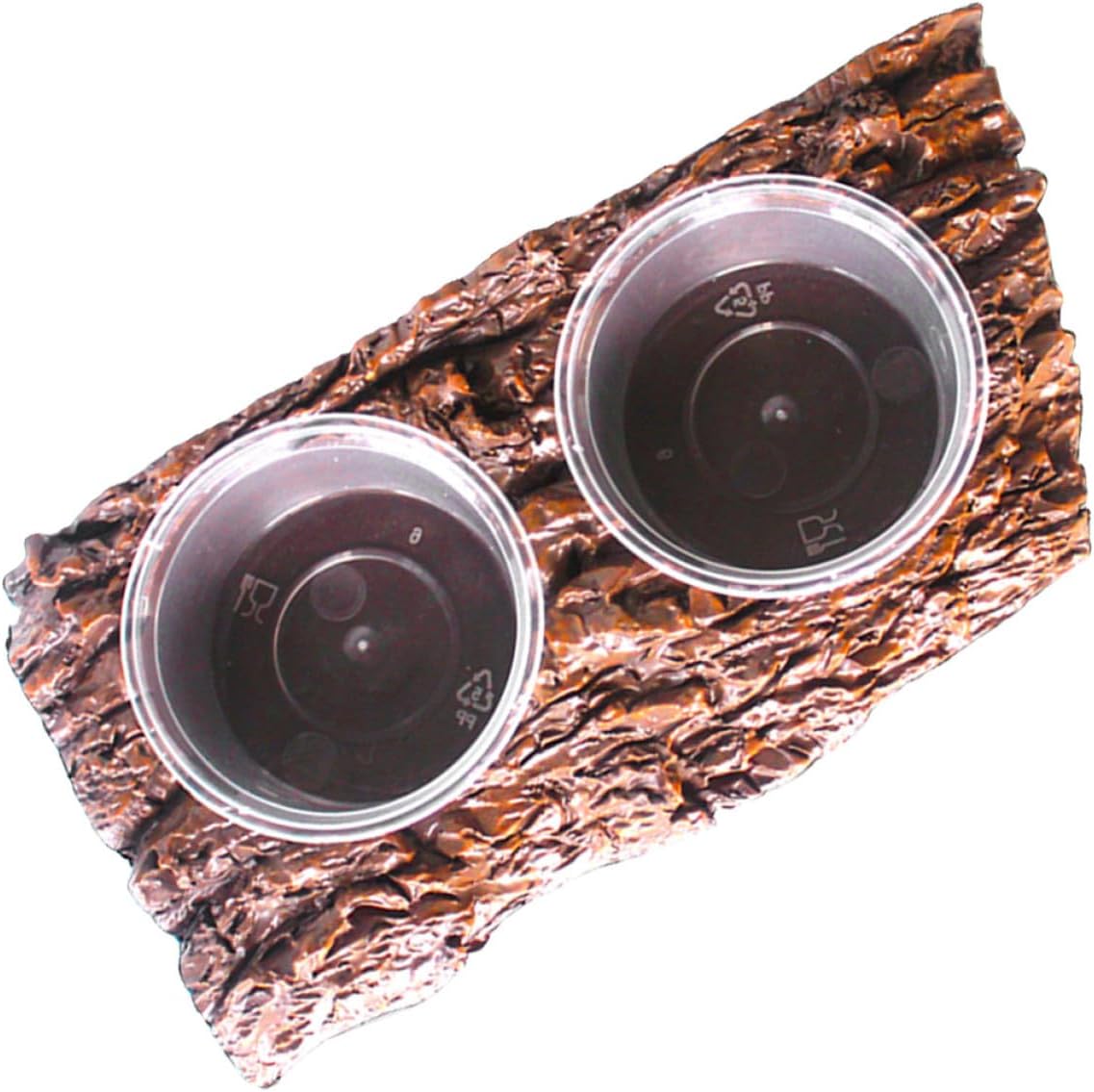 DOITOOL Reptile Food Bowl and Water Feeding Basin Resin Terrarium Bowls Double Dish for Lizards Tortoises Amphibians Terrarium Habitat