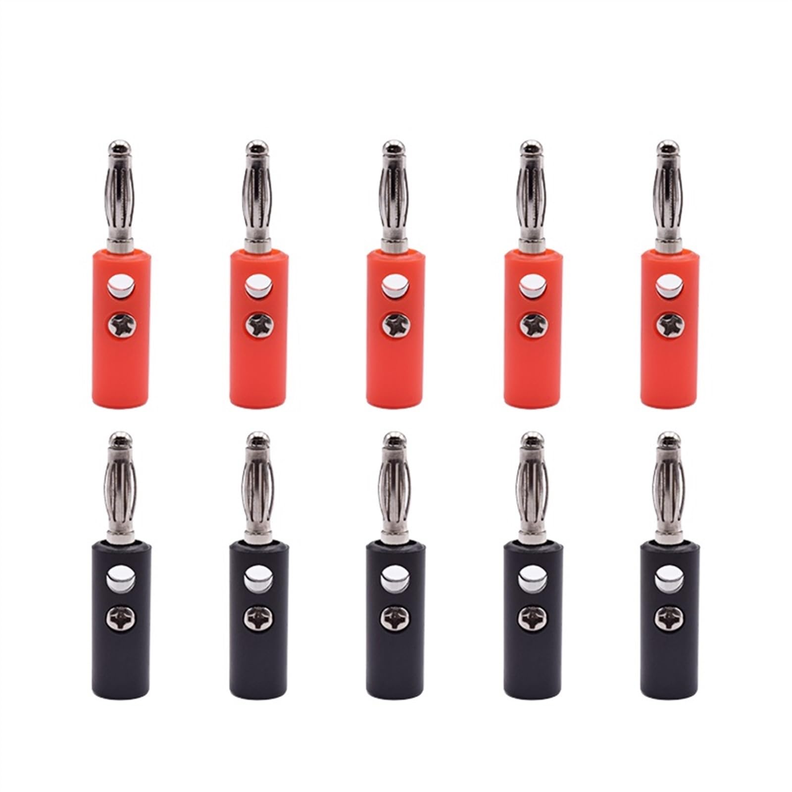 10 szt. 4 mm czerwony czarny męski żeński wtyk bananowy głośnik jack wzmacniacz adapter śruba zacisk łączniki pocztowe złącza wtykowe (kolor: 5 czerwony 5 czarny-01)