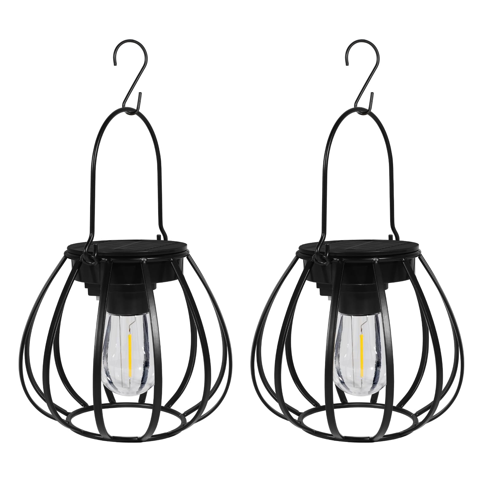 Solarlampen für Außen Hängend/Stehend 2 Stück - Solar Lampions Außen Wetterfest - Solar Laternen mit LED Glühbirne Warmweiss für Gartendeko, Balkon, Terassendeko, Camping Lampe