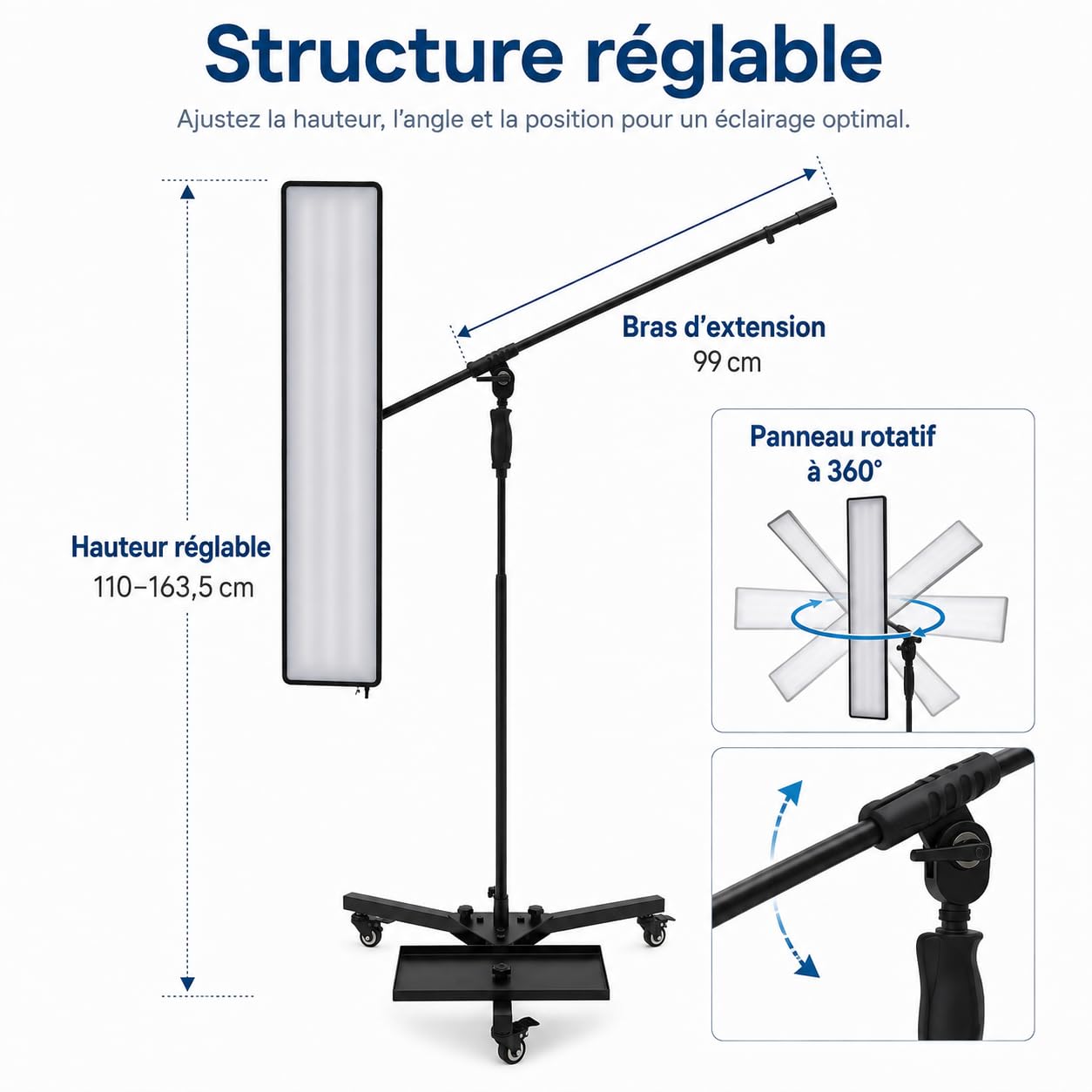 Lampe de détection de bosses pour voiture, lampe de détection de bosses LED 10 W, panneau lumineux à 360° Lampe réflectrice professionnelle pour ateliers de réparation automobile, ateliers de