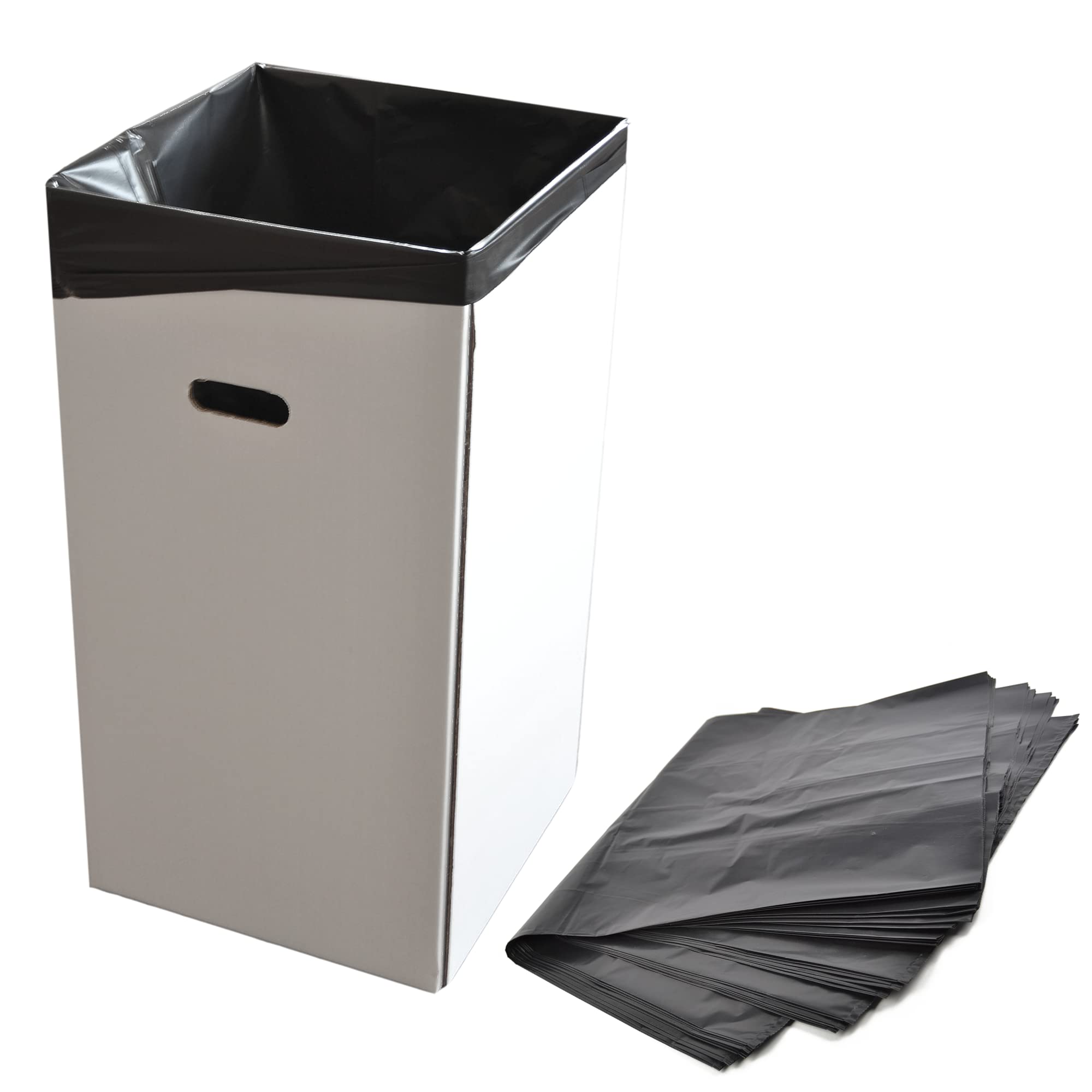 PZ 10 CARTONE PORTA RIFIUTI CM 35 X 35 ALTI CM 70 CONTENITORE IN CARTONE + PZ 10 SACCHI NERI ULTRA FORTI E RESISTENTI PER RACCOLTA DIFFERENZIATA, IMMONDIZIA E SPAZZATURA