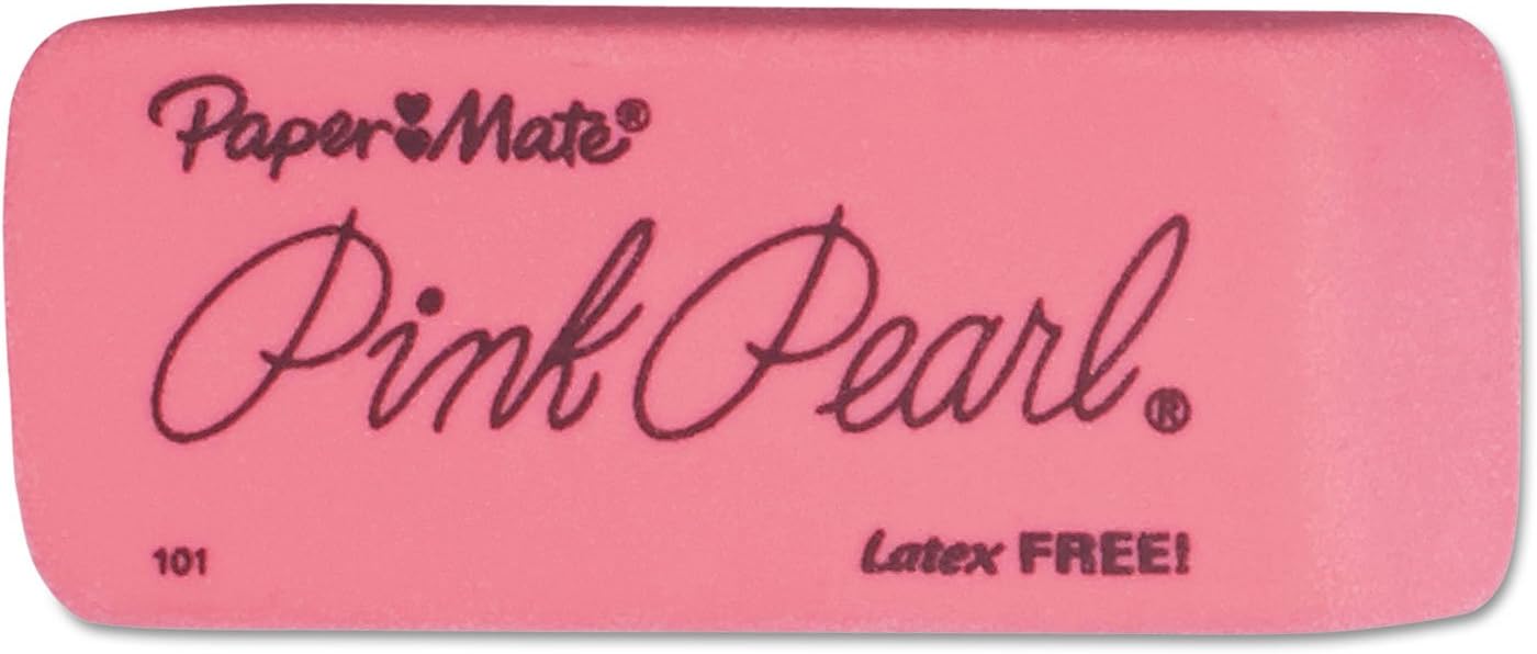 Paper Mate 70521 Pink Pearl Eraser, Large, 12/Box