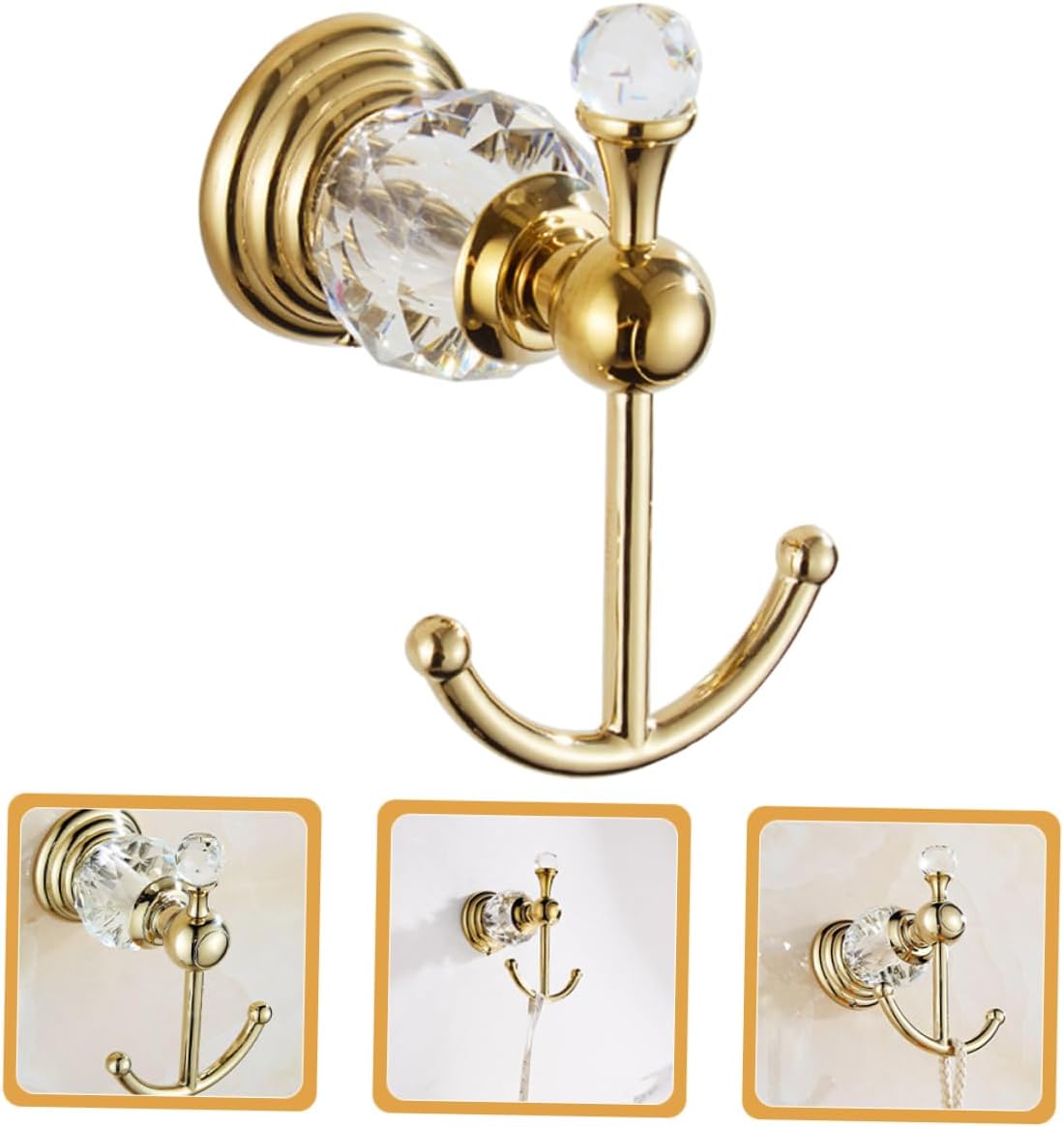 Bathroom Towel Hook Decorative Crystal Design Heavy Duty Wall Mounted Towel Hanger for Hand Towels and Robes Versatile Organizer for Kitchen Living Room and Bathroom