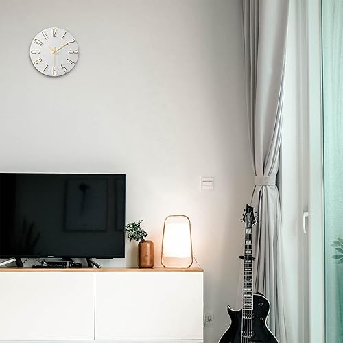 Miniatura 8 de fapugh Reloj de pared de 12 pulgadas silencioso sin tictac, reloj de decoración de estilo moderno preciso para el hogar, oficina, escuela, cocina,