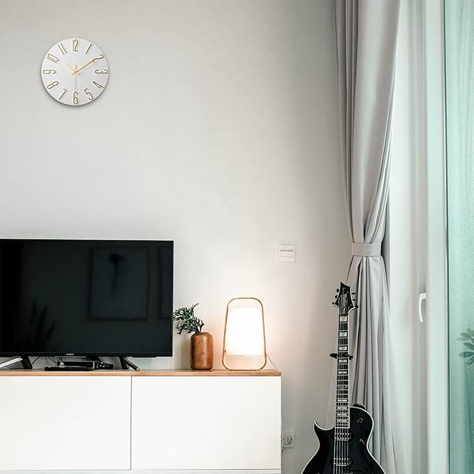Reloj de Pared Silencioso 12 pulgadas Blanco miniatura 8
